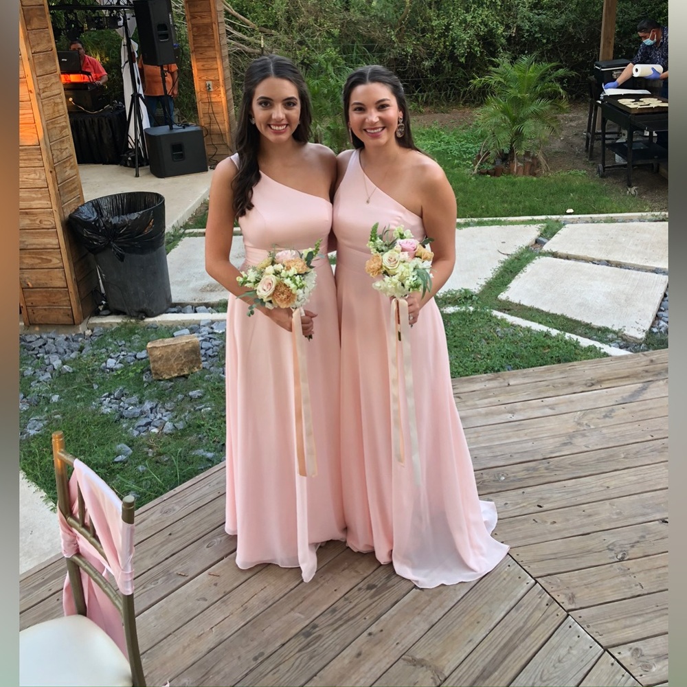 David’s Bridal One Shoulder Size 4 Pink Dress